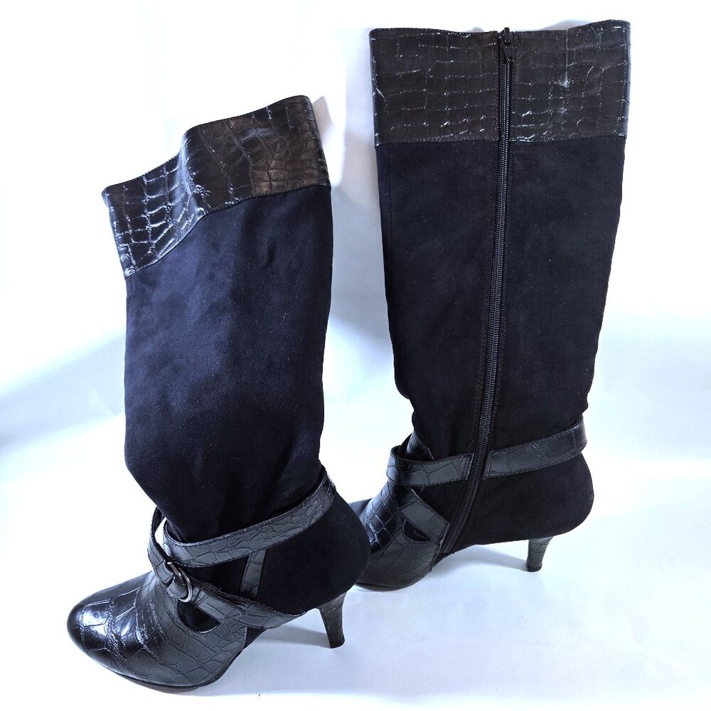 Naturalizer Lidia Tall Boots with Croc Embossing Size 8
